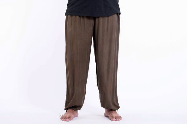 Plus Size Solid Color Drawstring Men's Yoga Massage Pants in Brown ...
