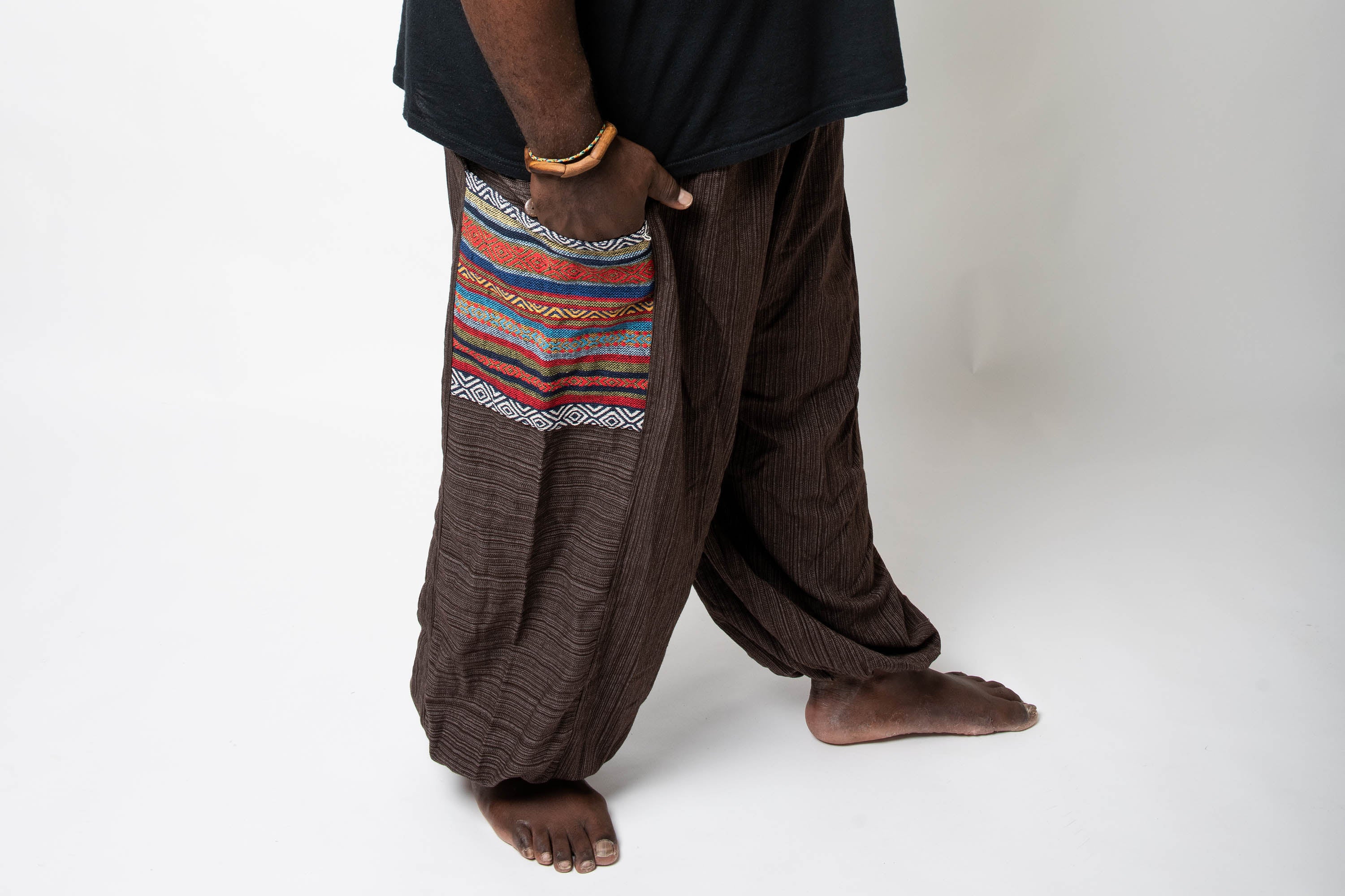 Brown Men's Cotton Om Harem Pants   – Hippie Pants