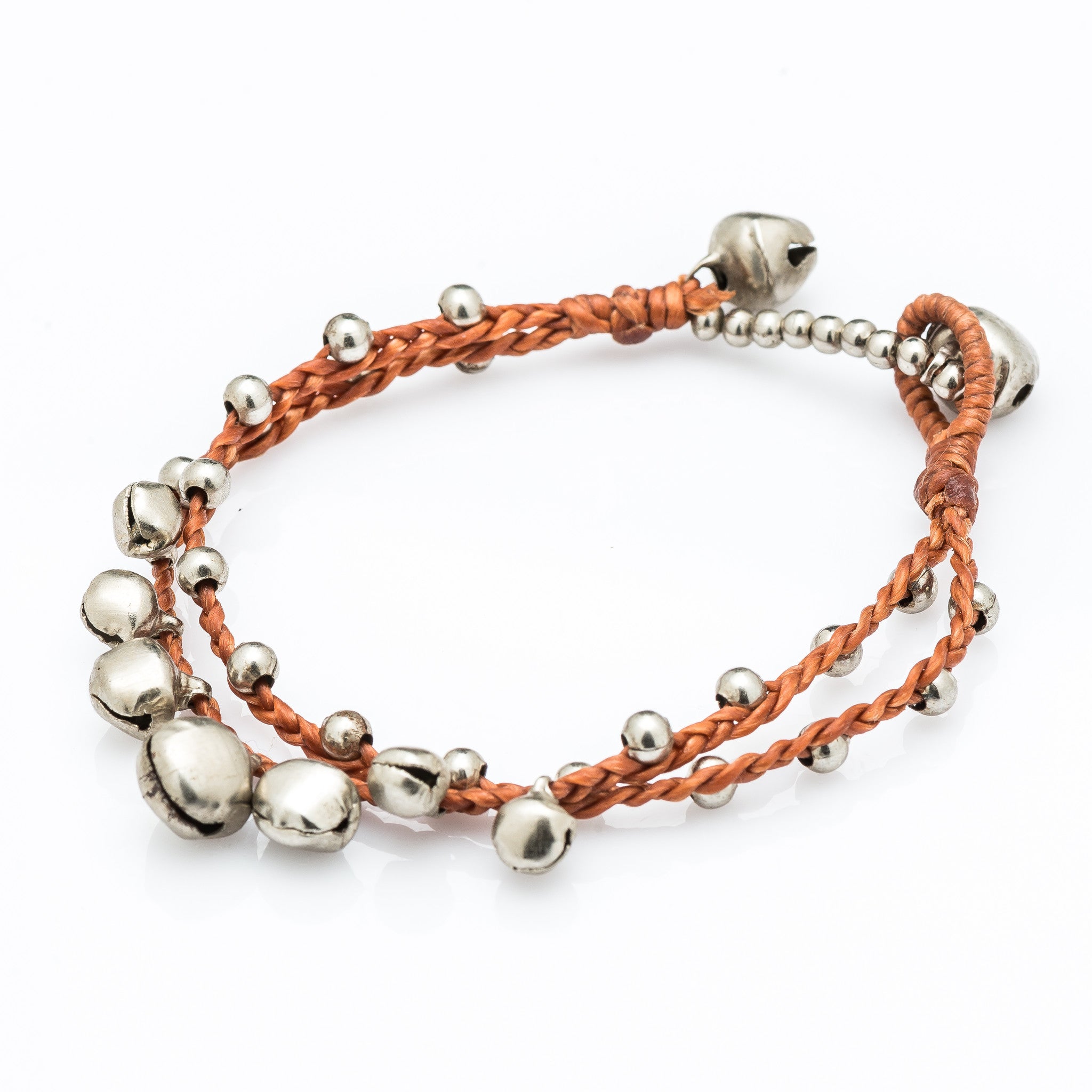 Silver Color Bell Waxed Cotton Bracelets in Copper – Harem Pants