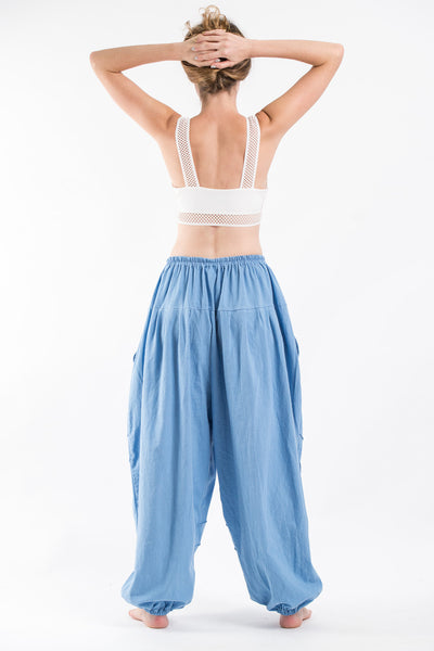 Genie Women's Cotton Harem Pants in Light Blue