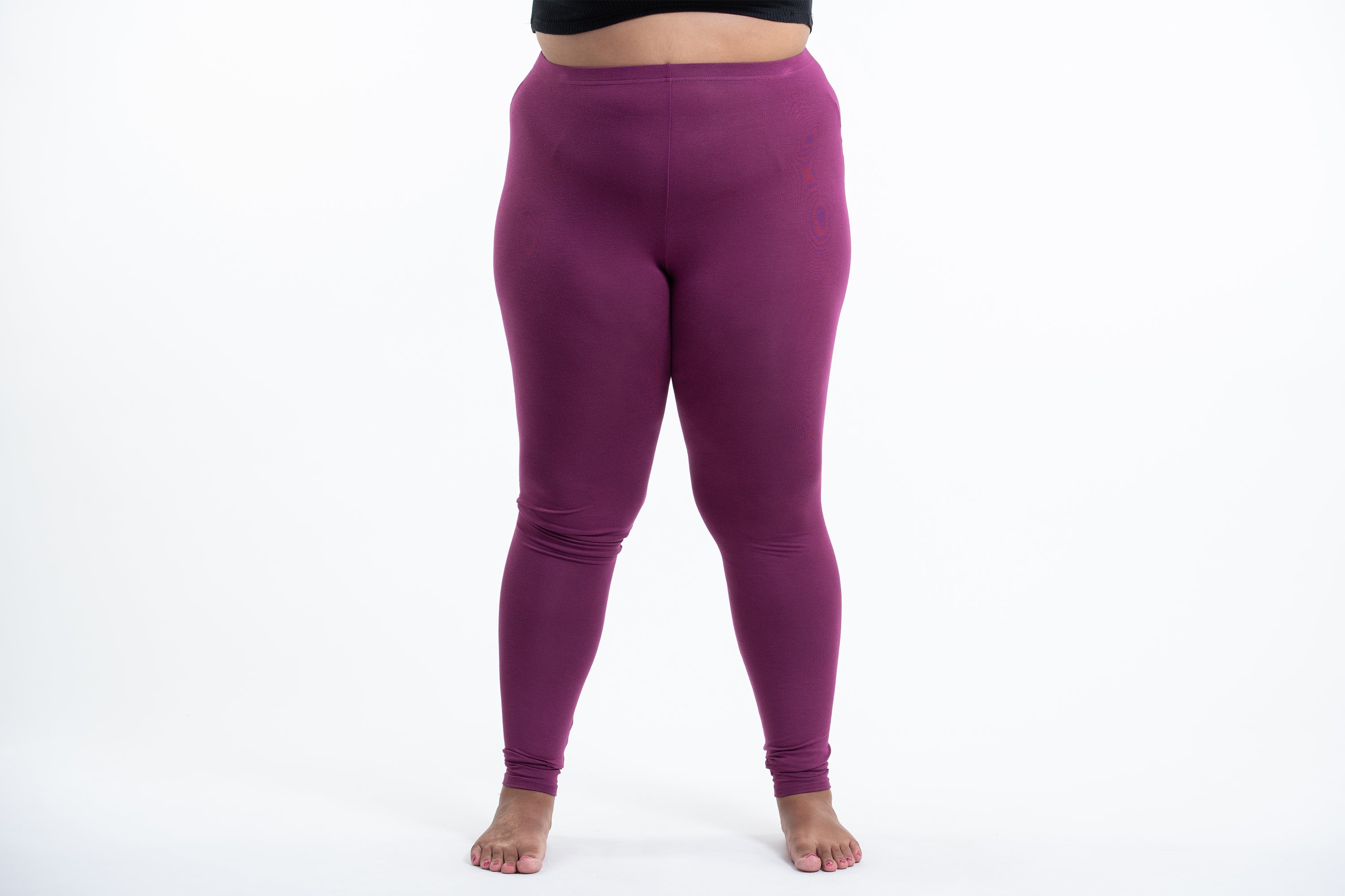 Plus Size Solid Color Cotton Leggings in Blue – Harem Pants