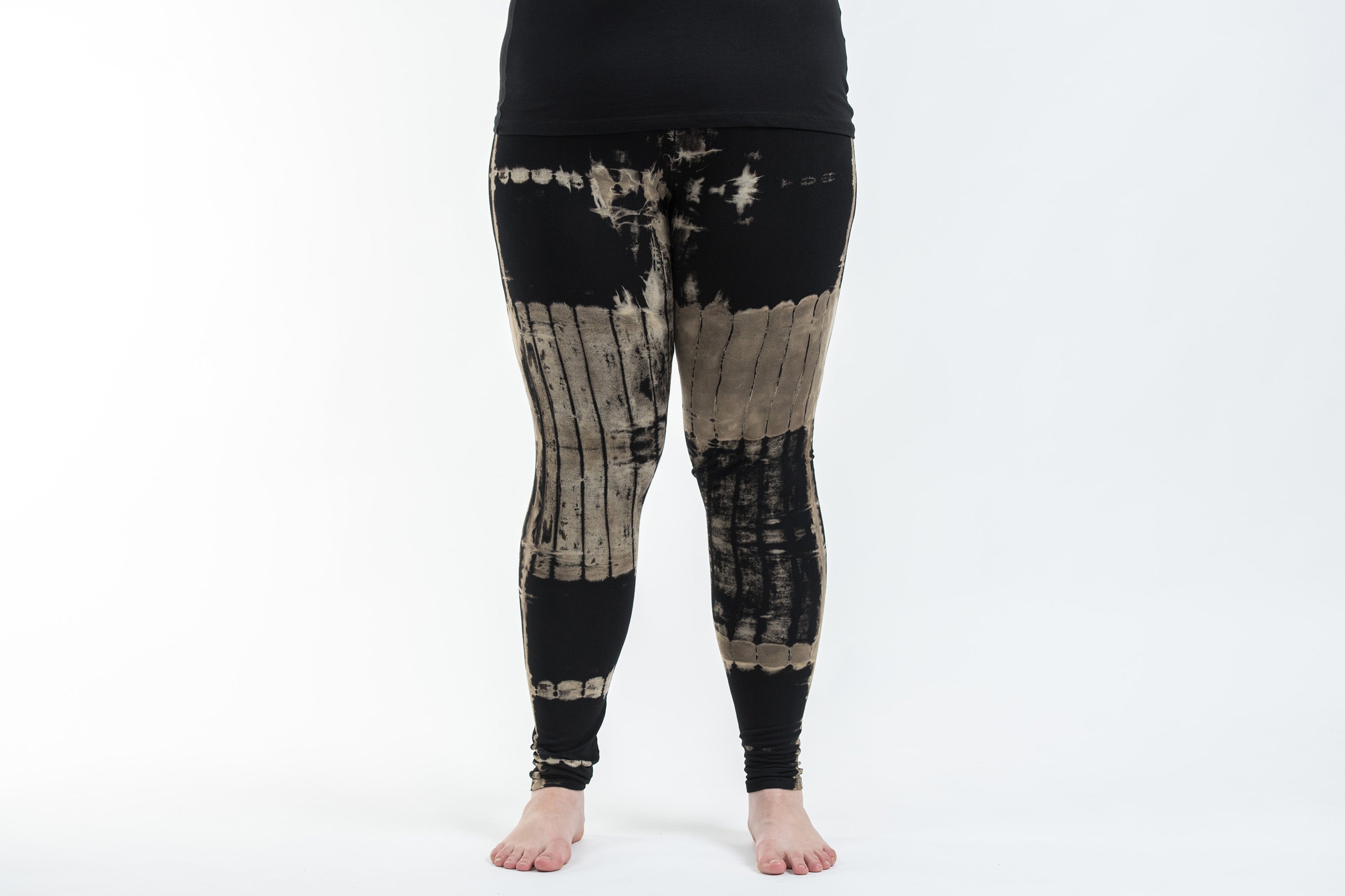 Plus Size Patch Dye Tie Dye Cotton Leggings in Festival Black – Harem Pants