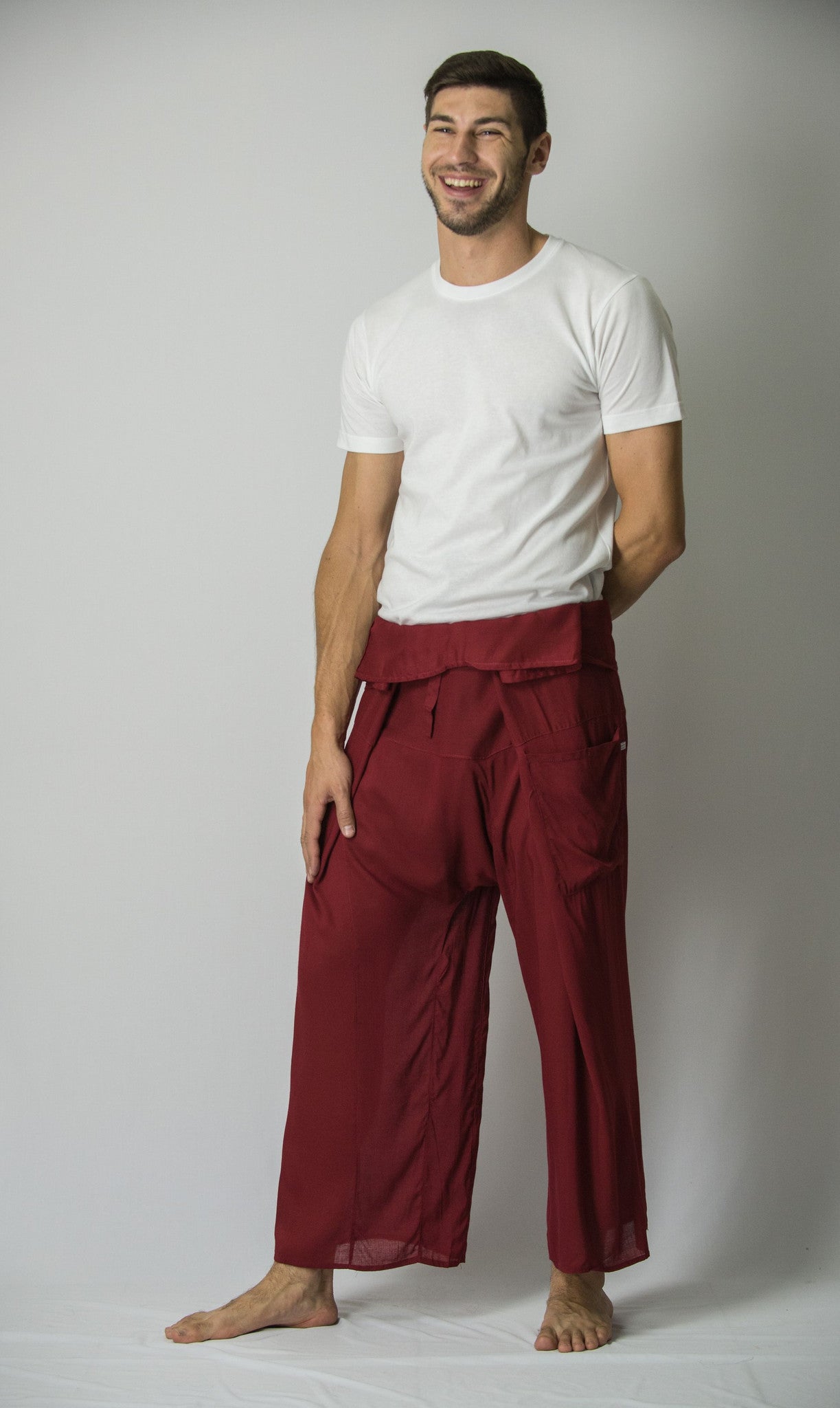 Unisex Thai Fisherman Pants in Maroon – Harem Pants