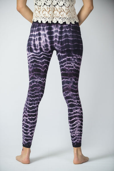 Melting Stripes Tie Dye Cotton Leggings in Dark Violet – Harem Pants