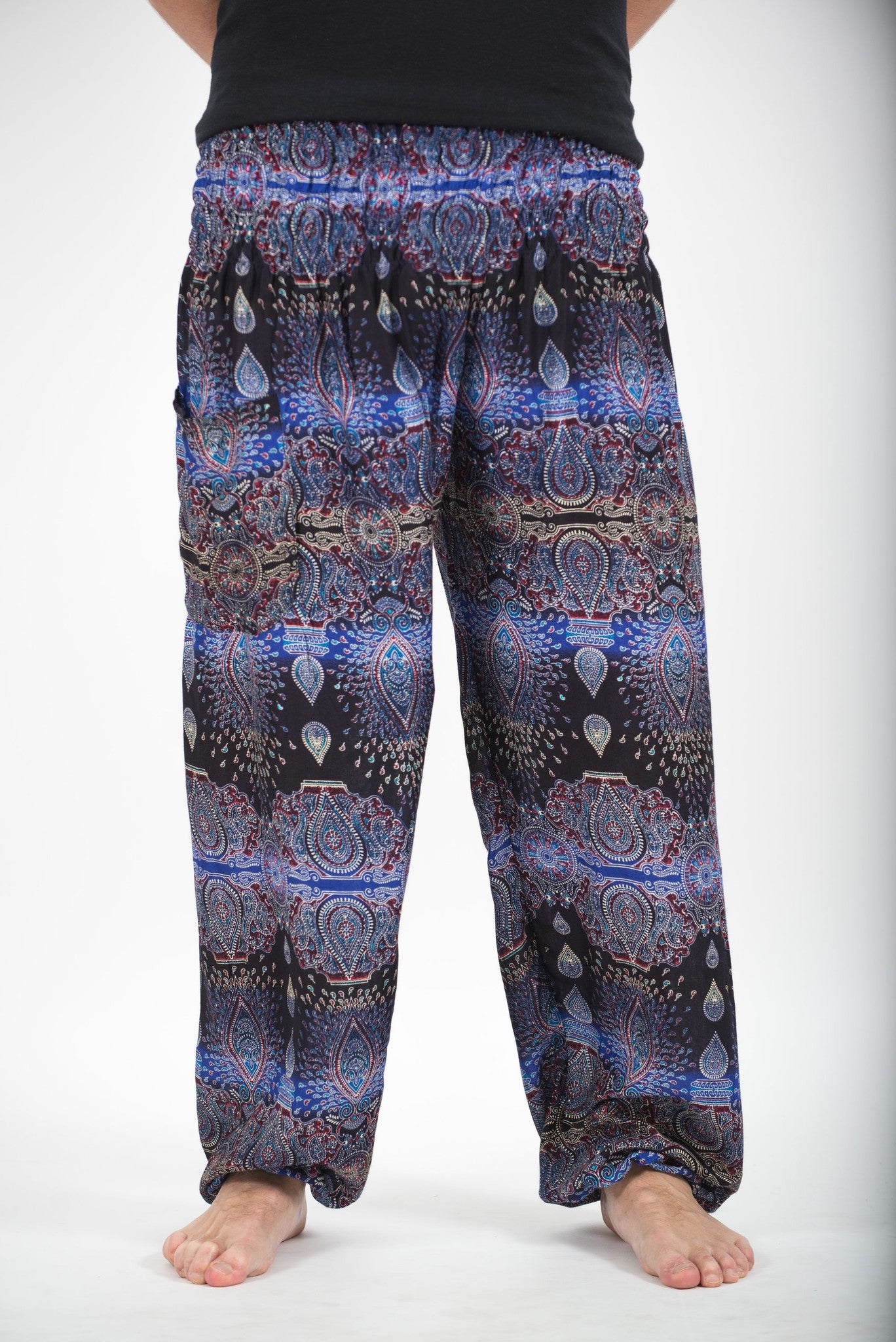 Harem Pants - Large Paisley Print - Turquoise