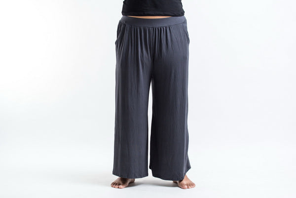 PLUS SIZE Wide Leg Palazzo Harem Pants Cotton Gray