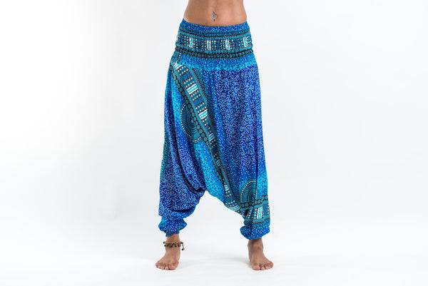 Tribal Chakras Jumpsuit Harem Pants in Blue
