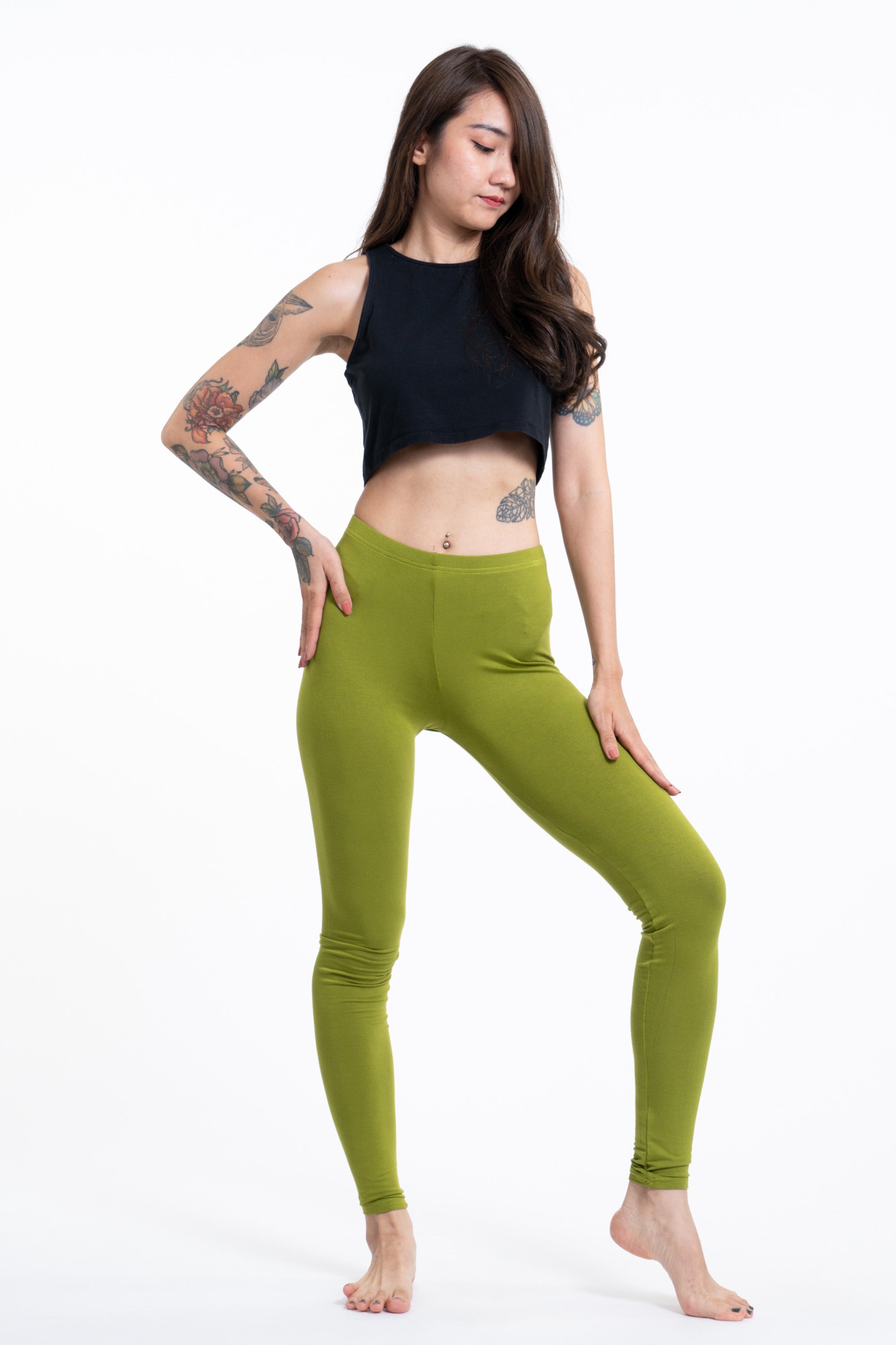 Solid Color Cotton Leggings in Red – Harem Pants