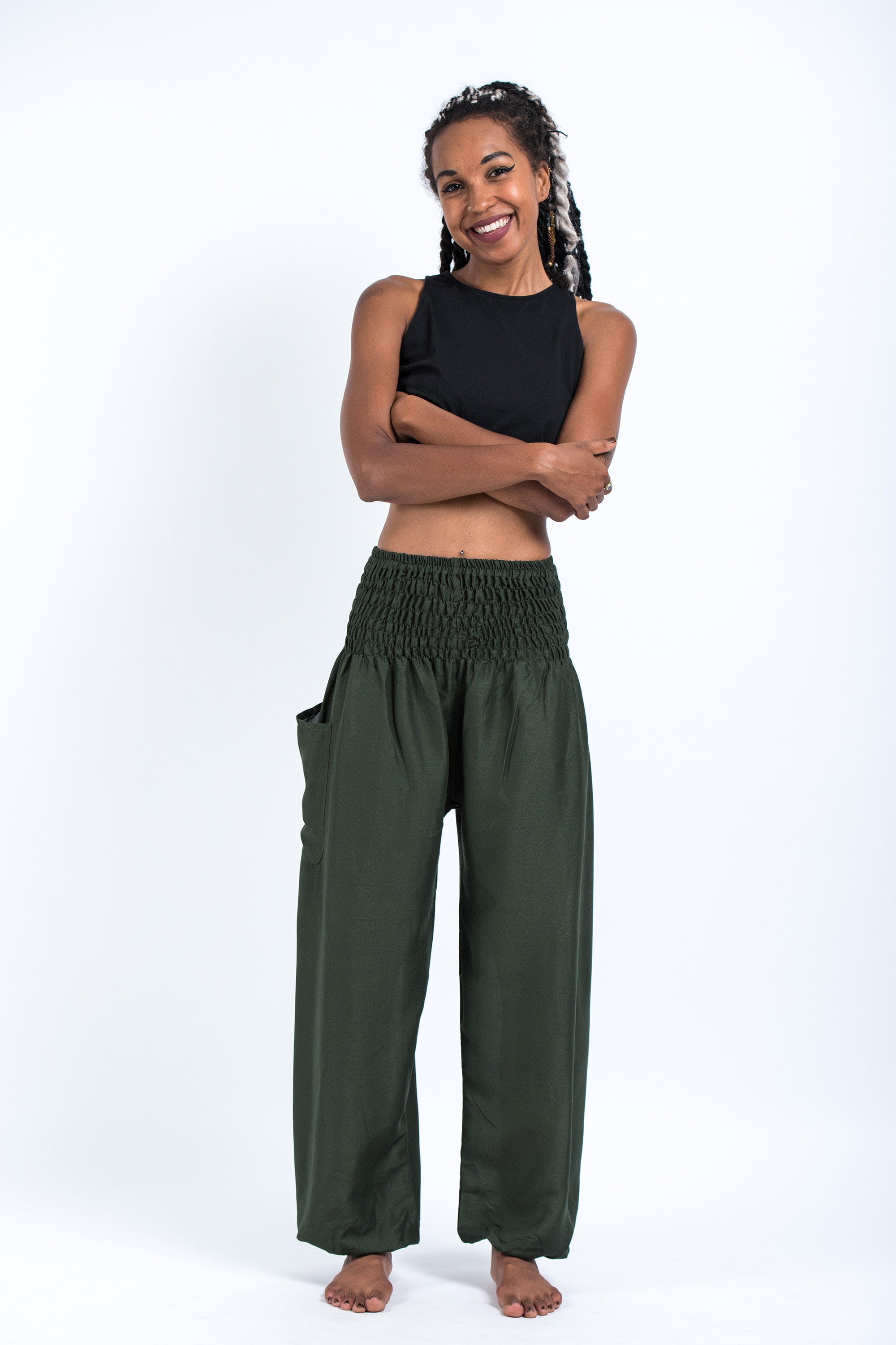 Harem Black Ruched Pants – Shop With SALT