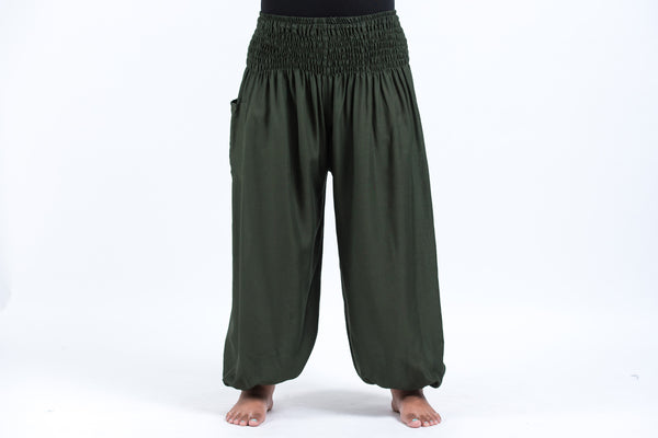 Plus Size Solid Color Women's Harem Pants in Dark Green