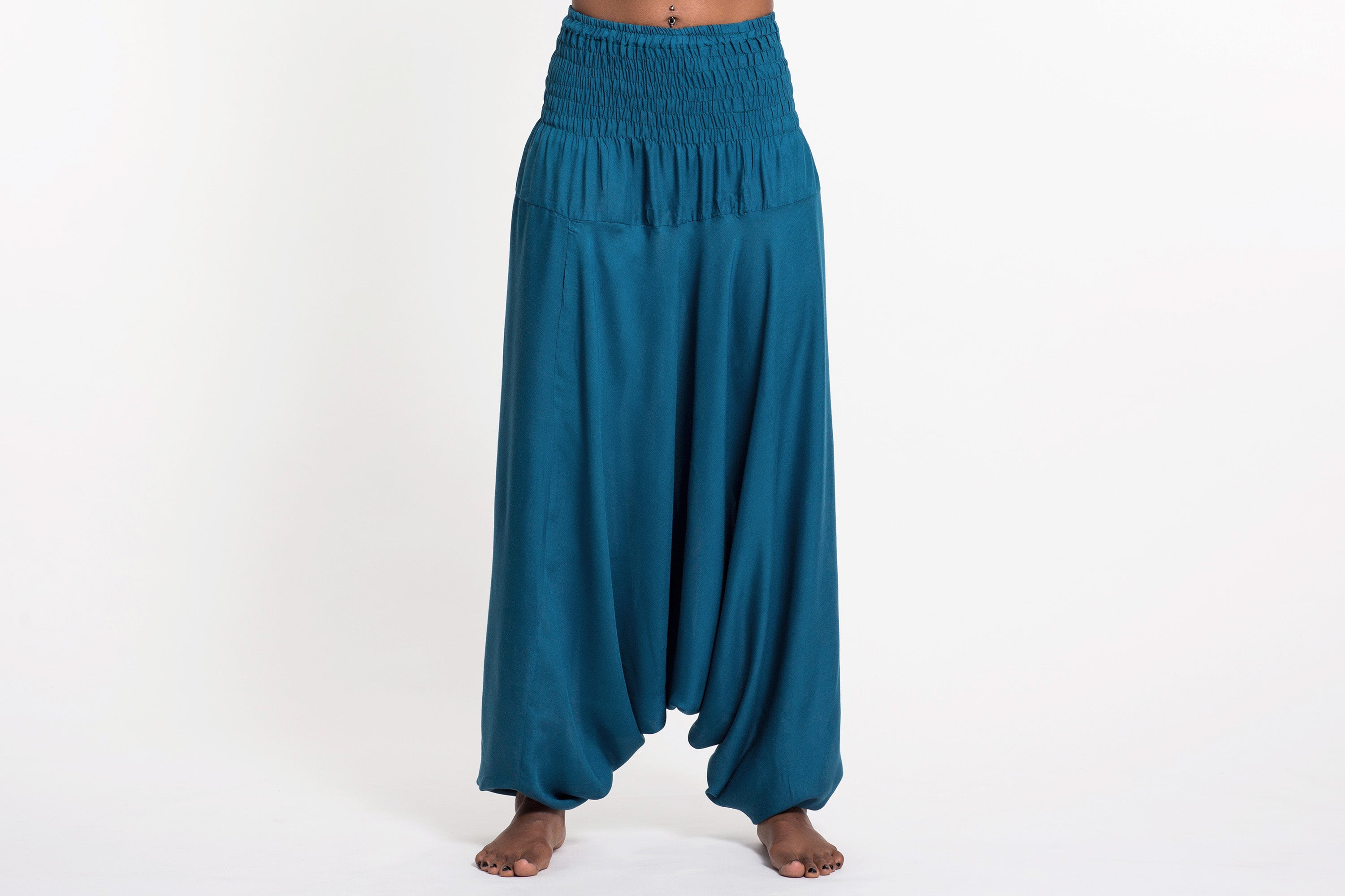 Solid Color 2-in-1 Jumpsuit Harem Pants in Black