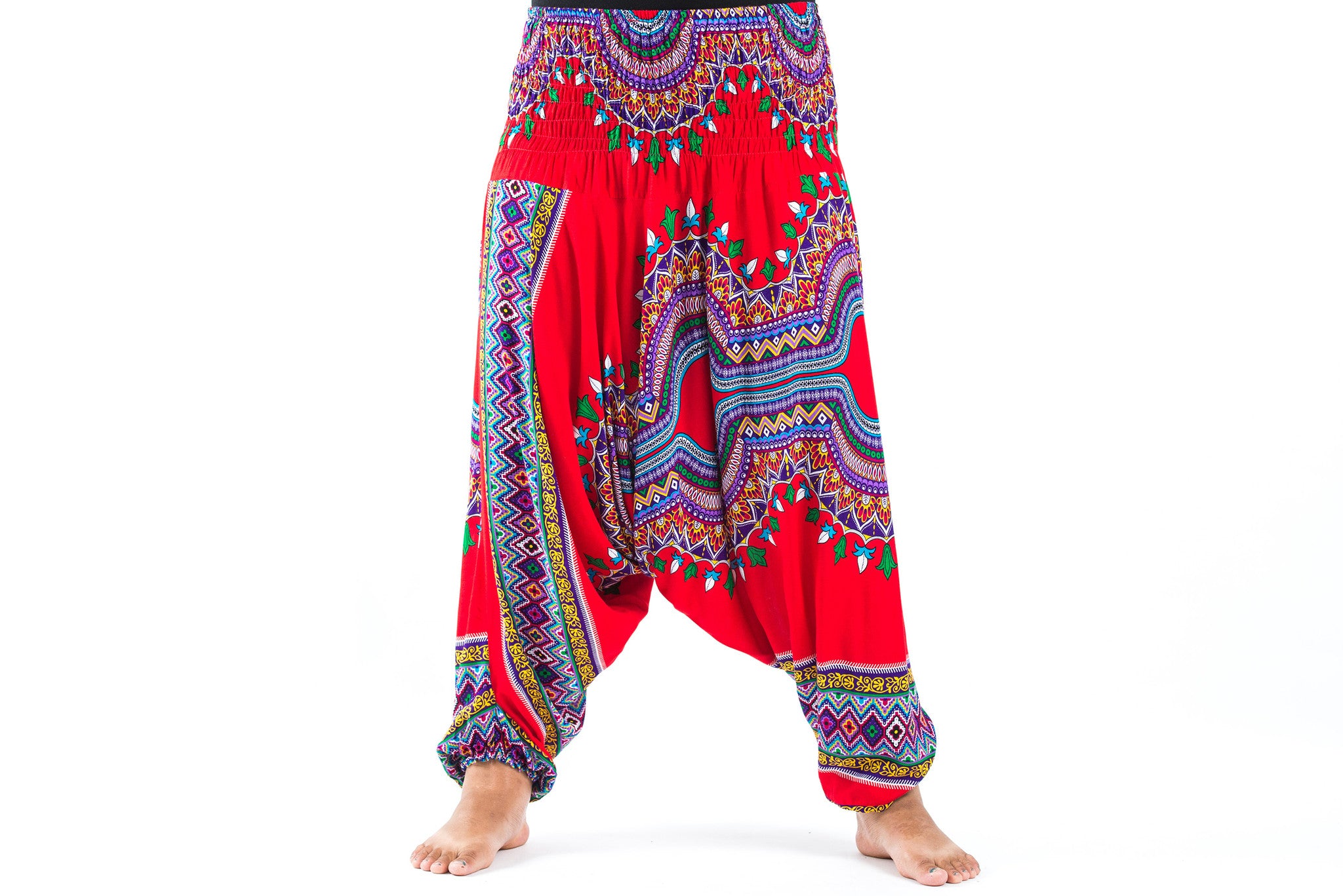 Plus Size Dashiki Prints 2-in-1 Jumpsuit Harem Pants in Red