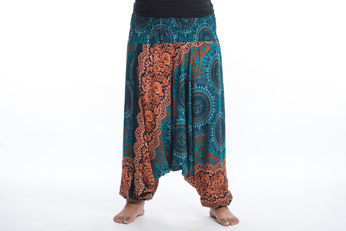 Plus Size Trishula Mandalas 2-in-1 Jumpsuit Harem Pants in Teal