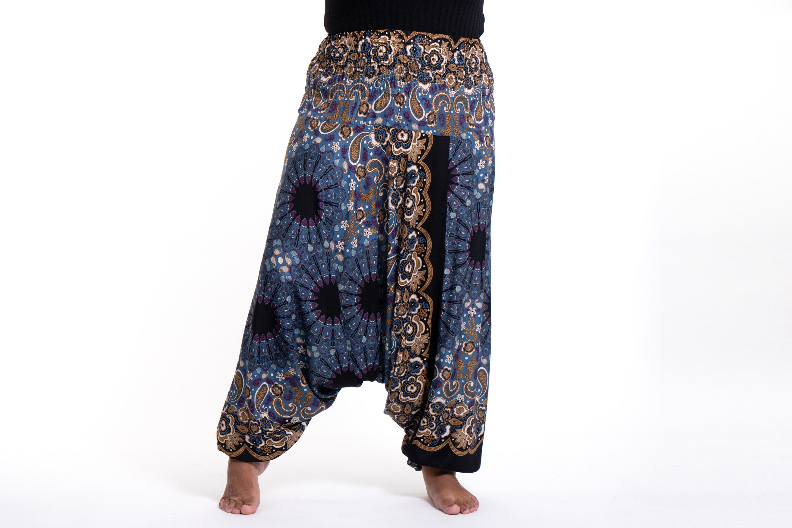 Plus Size Marble Tie Dye Cotton Leggings in Indigo – Harem Pants