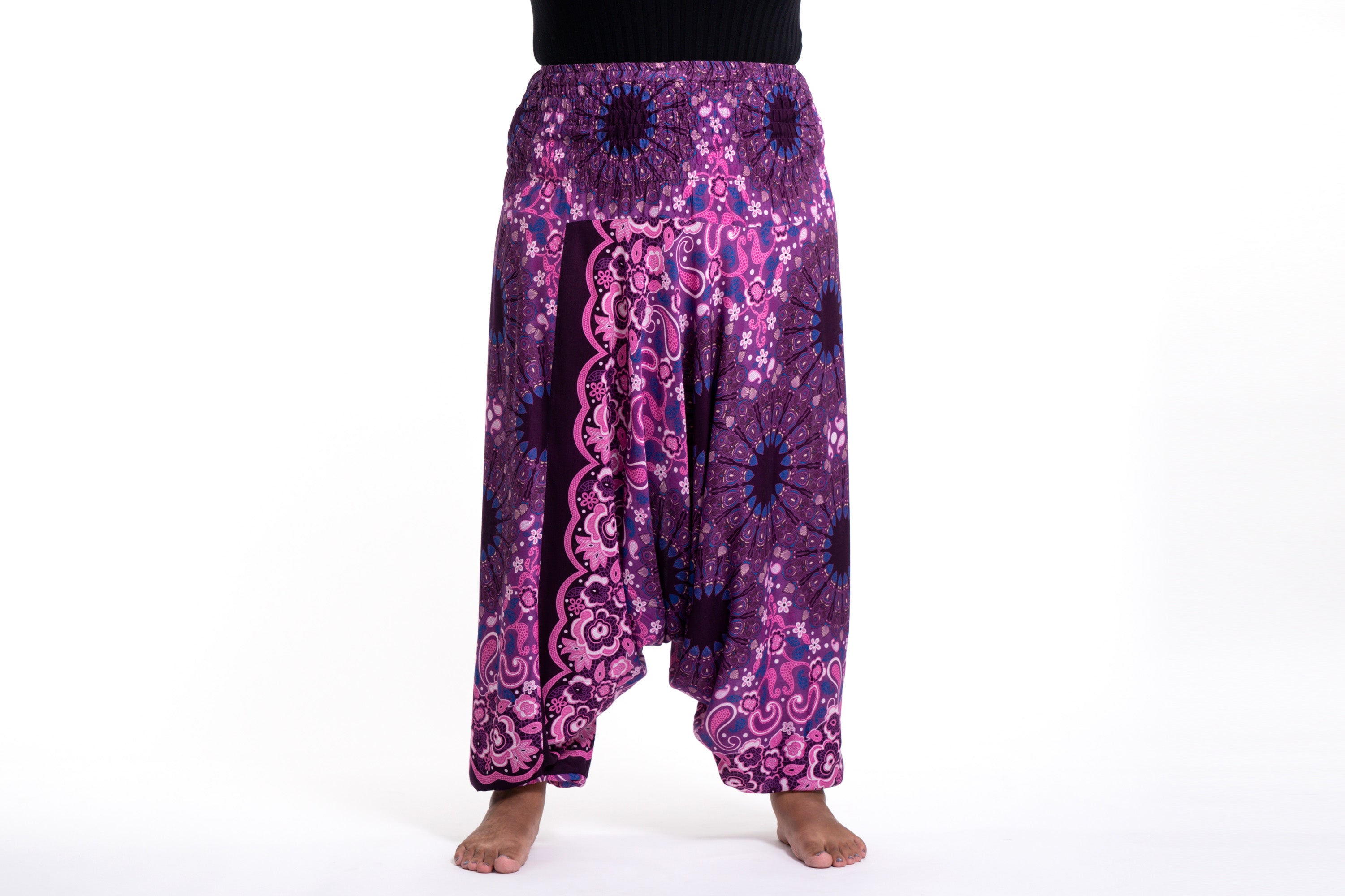 Plus Size Diamond Peacock Women's Harem Pants in Turquoise