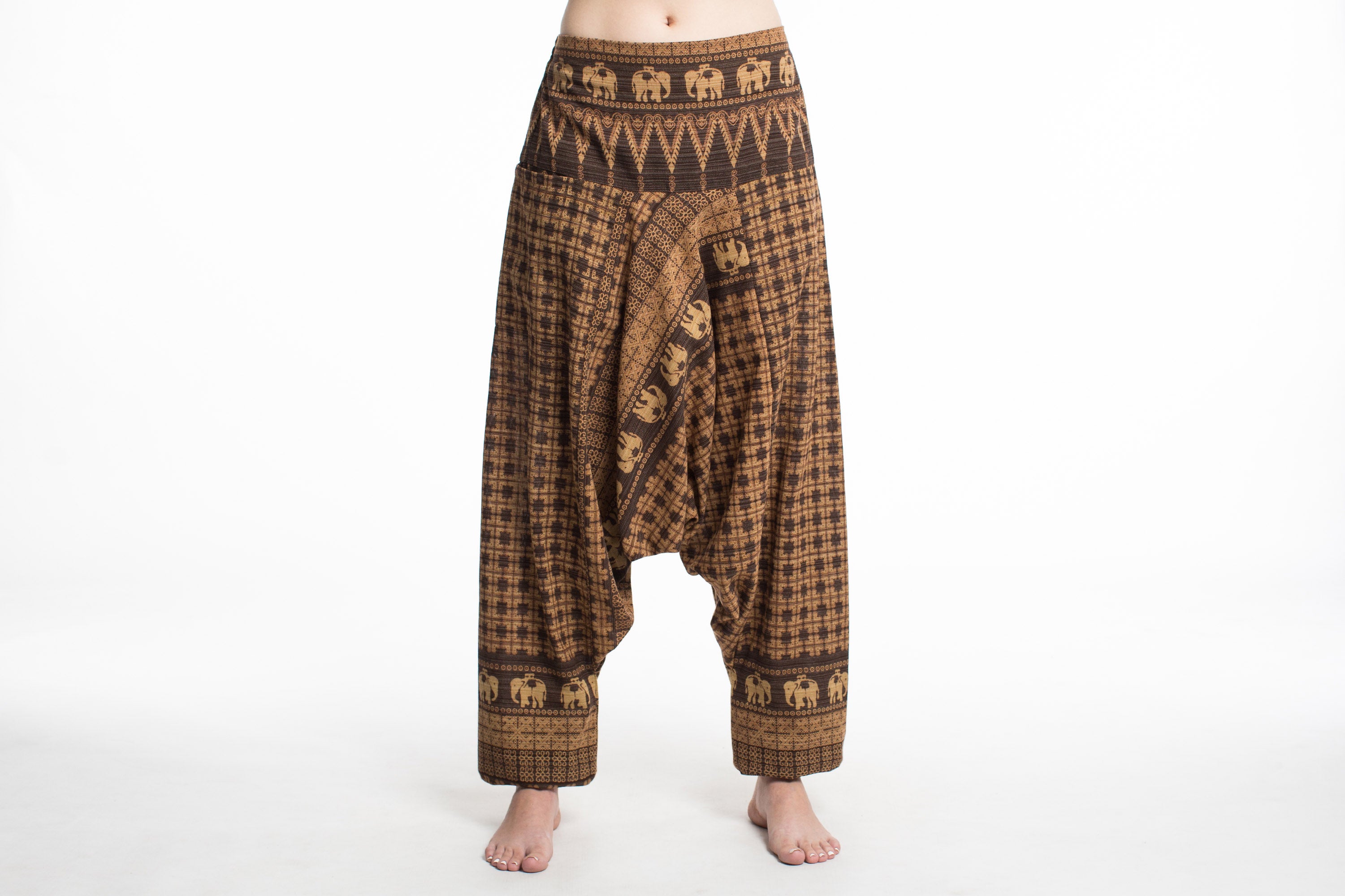 Elephant Aztec Cotton Men's Harem Pants in Navy. Free Shipping for all  orders over $60.