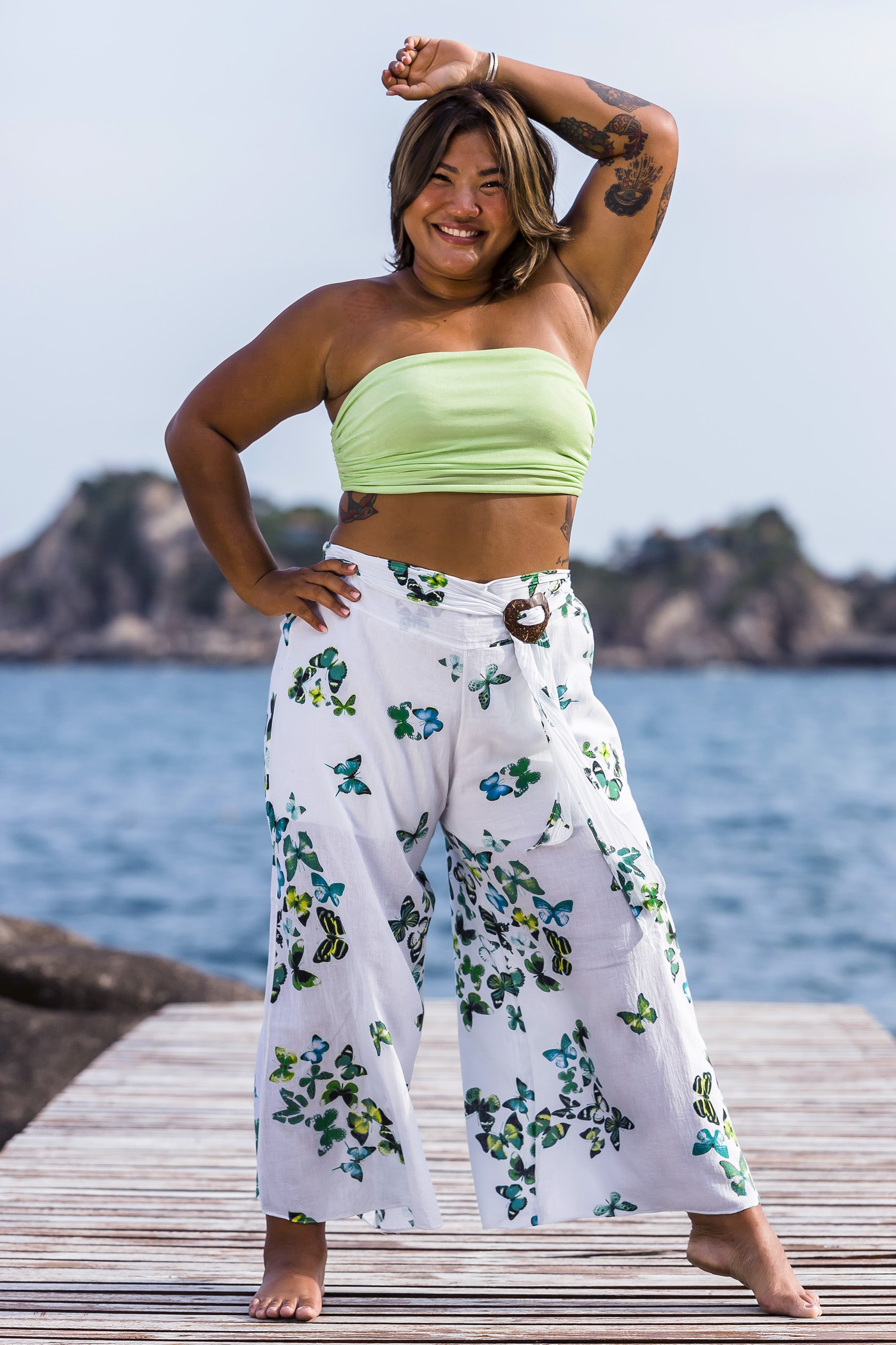 Plus Size Women's Thai Harem Palazzo Pants in Butterflies Green – Harem  Pants