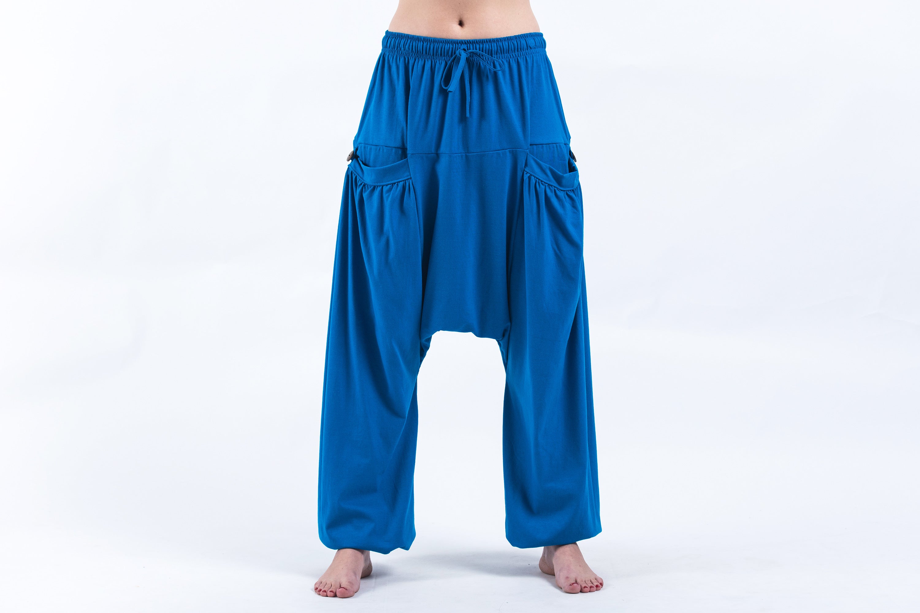 Casual Pants for Women Summer Comfortable Loose Cotton Solid Sweatpants,  Elastic High Waist Harem Pants, Blue, Small : : Clothing, Shoes &  Accessories