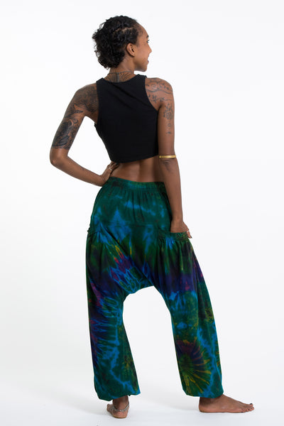 Tie Dye Cotton Women Harem Pants in Turquoise