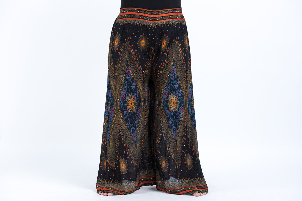 Plus Size Peacock Eyes Palazzo Style Harem Pants in Black