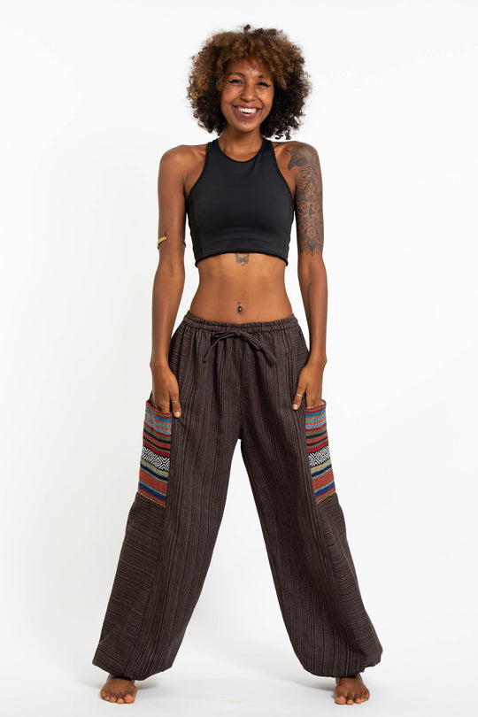 Brown Long Baggy Pants, Hmong Pants, Tribe Pants, Hill Tribe Pants, Unisex  -  Canada