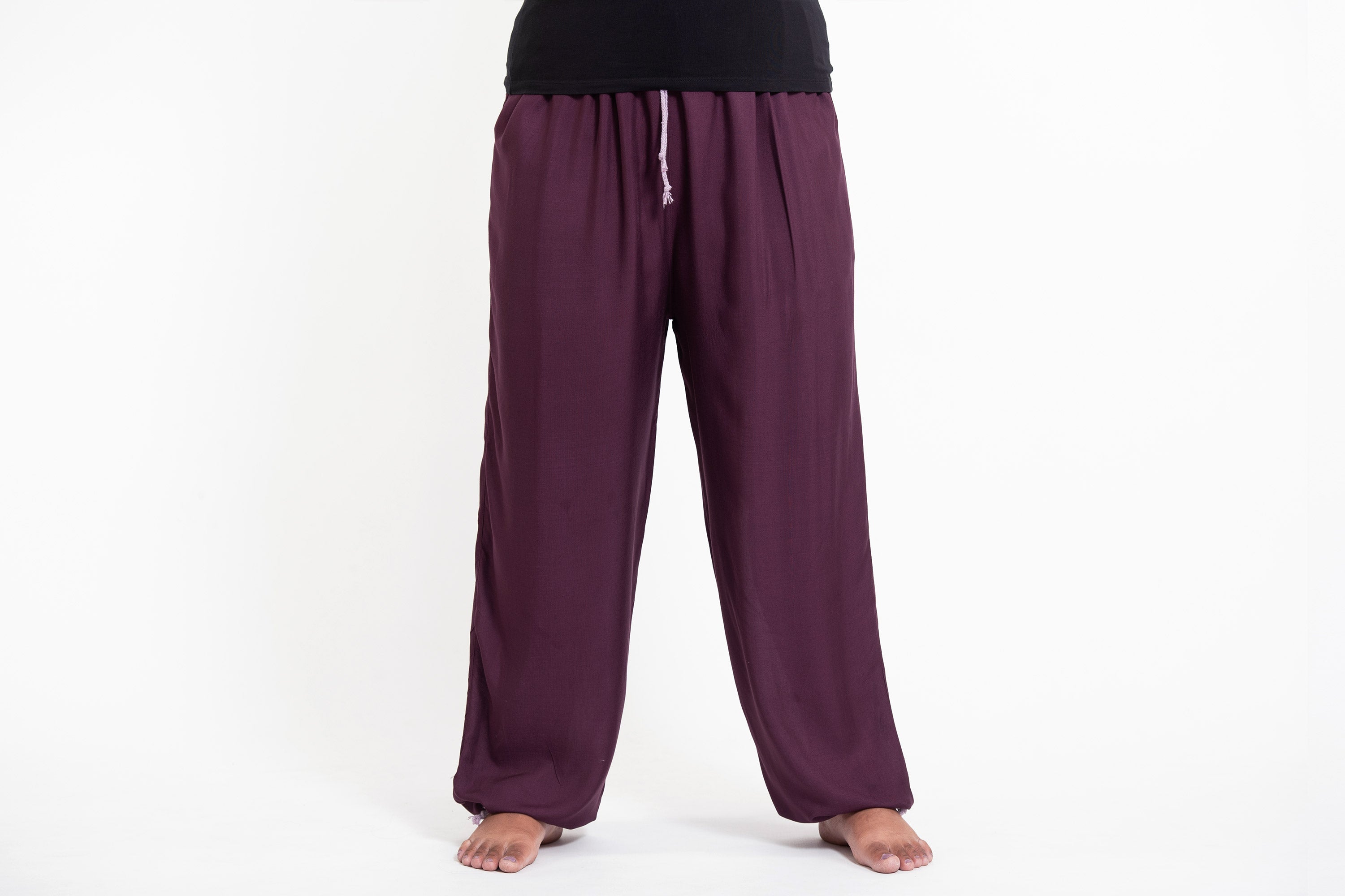 JWZUY Womens Solid Yoga Pant Full-Length Drawstring Elastic High Waist Pant  Bootcut Cuffed Joggers Pants Purple XXXL 