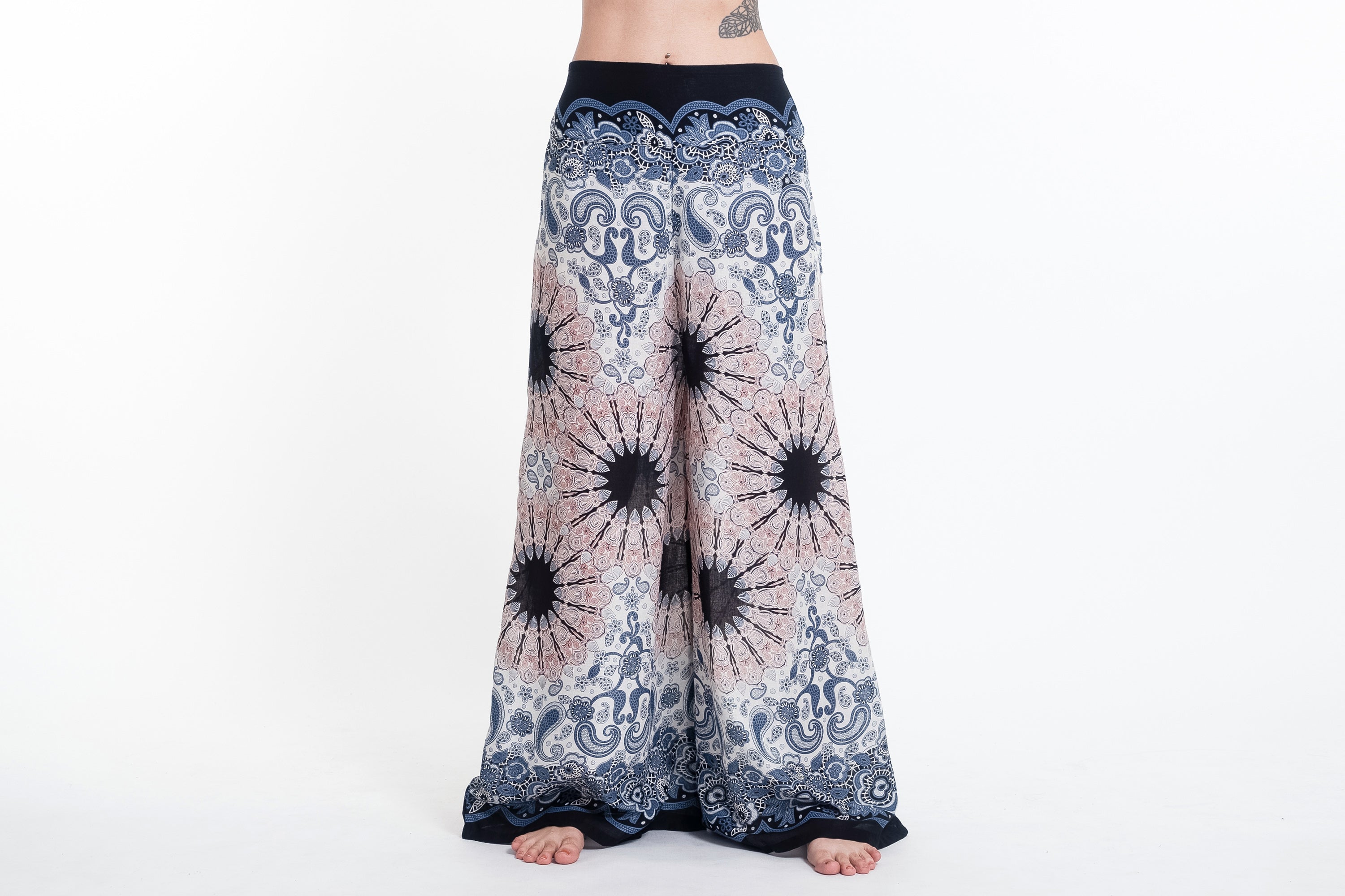 Tie Dye Cotton Women Harem Pants in Patchwork Black