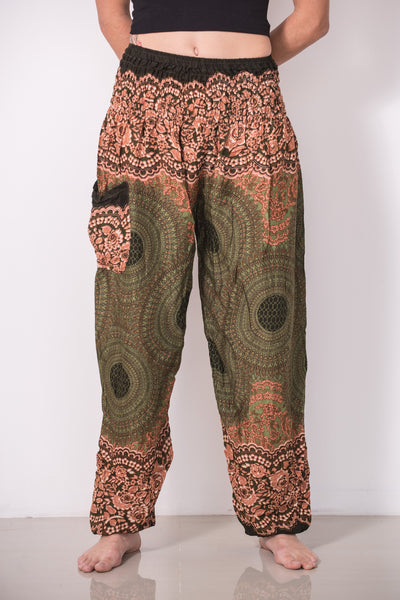 Geometric Mandalas Women's Harem Pants in Olive