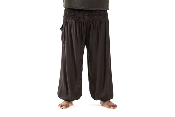 Plus Size Solid Color Men's Harem Pants in Black
