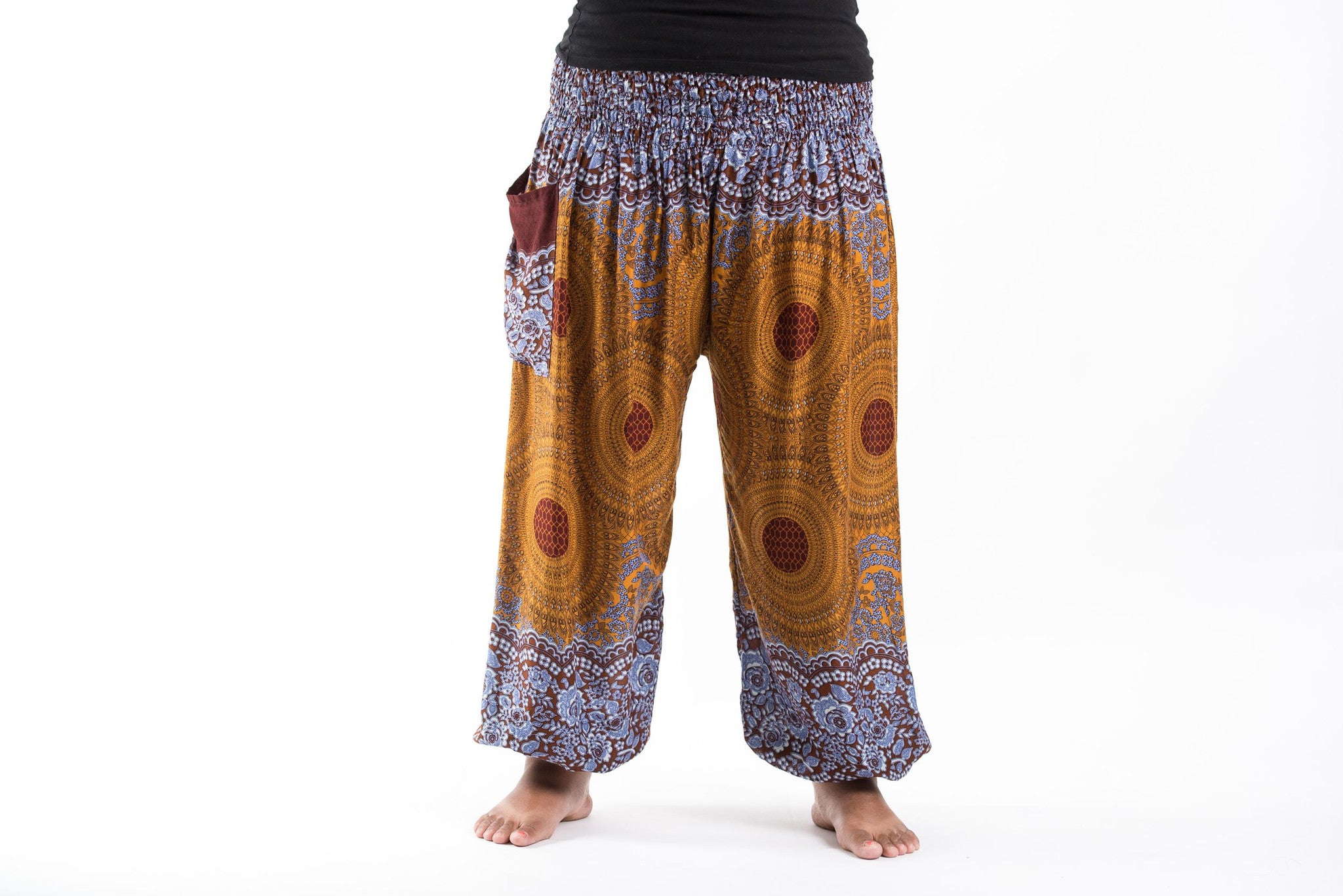 Plus Size Geometric Mandalas Women's Harem Pants in Bronze