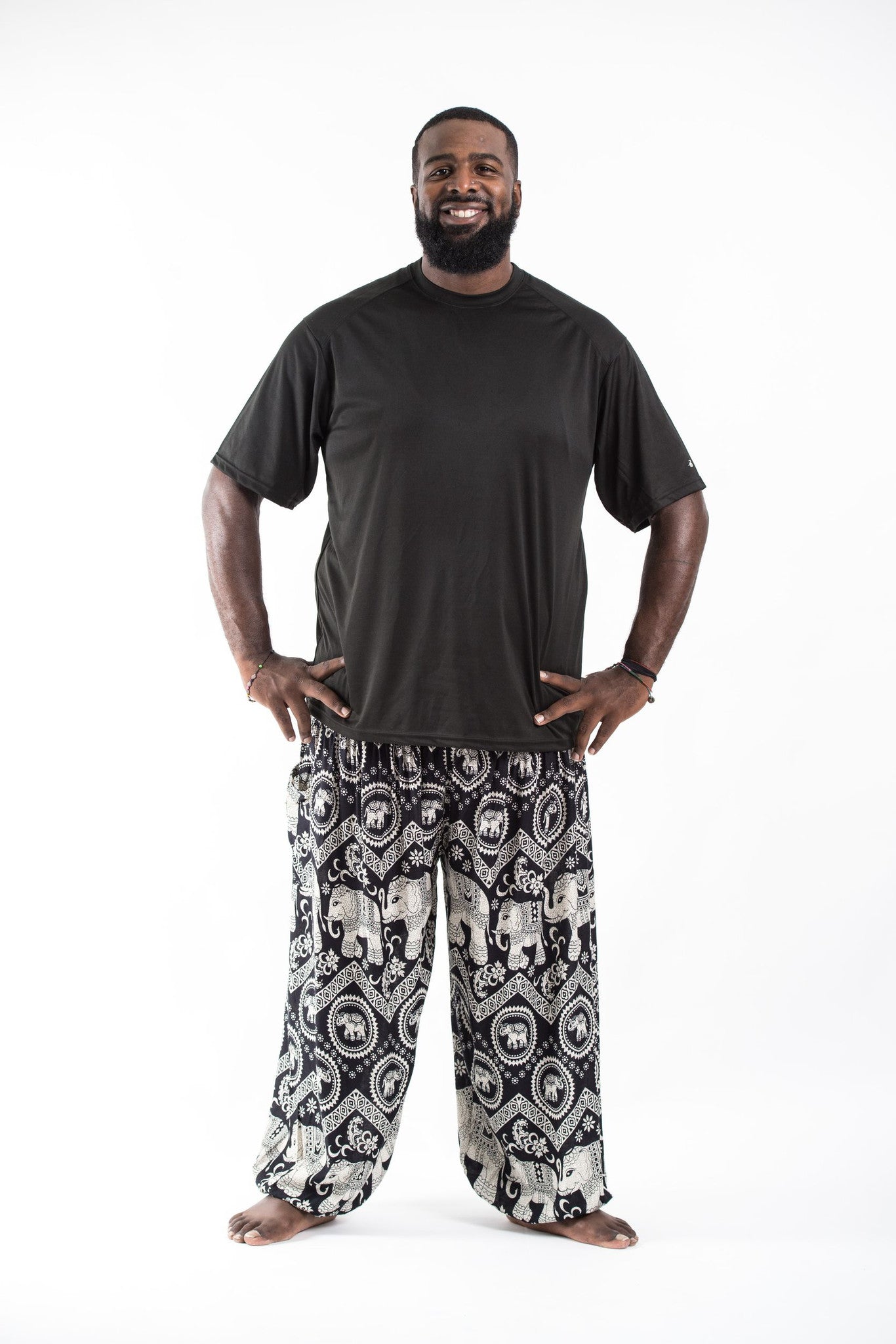 Plus Size Imperial Elephant Mens Elephant Pants In Black Harem Pants