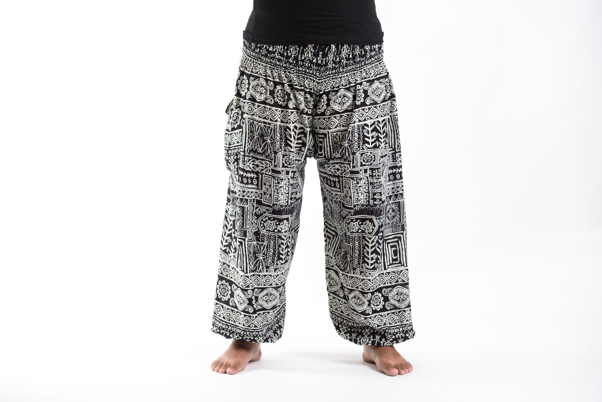 Plus Size Tribal Prints Women's Harem Pants in Black