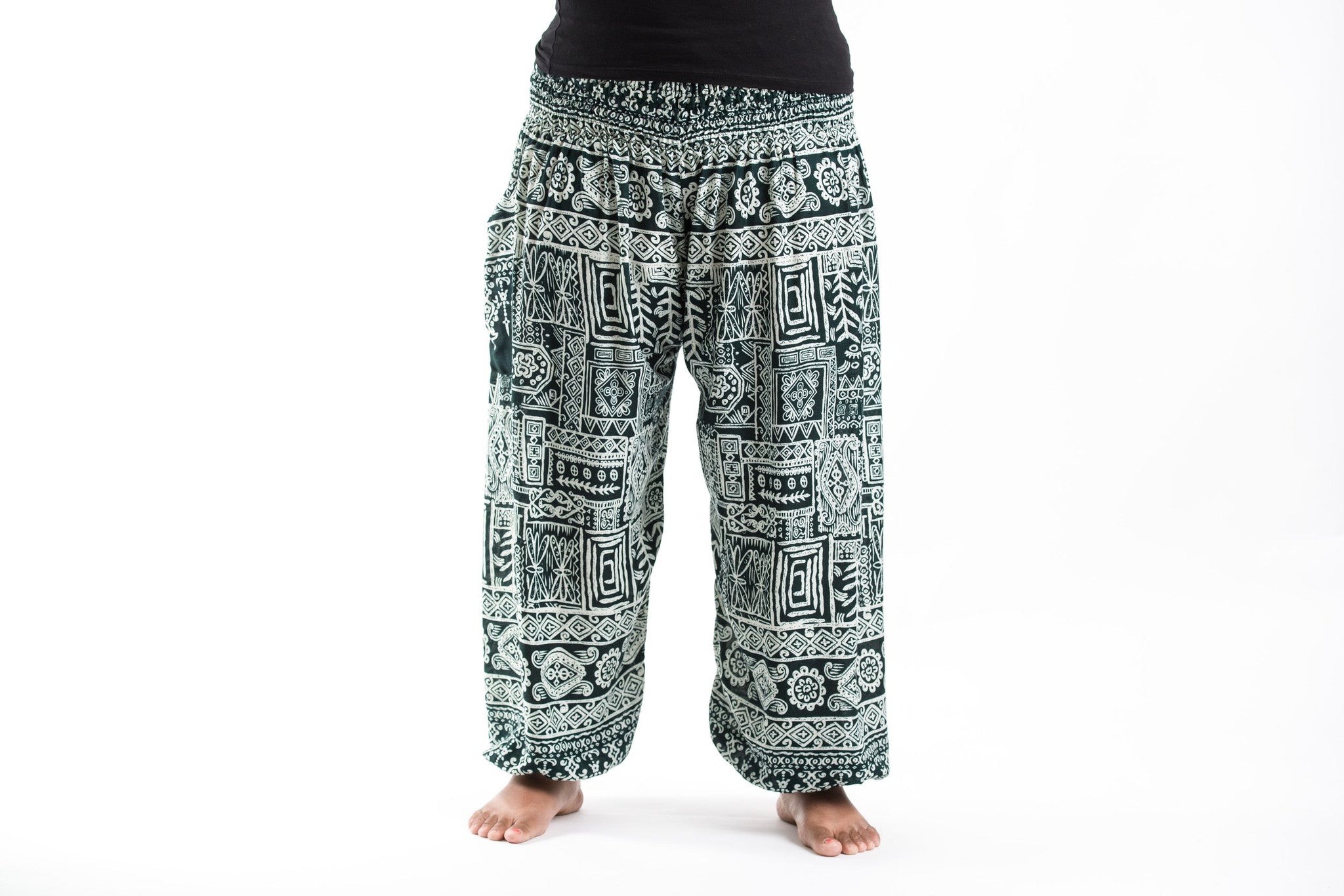 Plus Size Tribal Prints Women's Harem Pants in Green