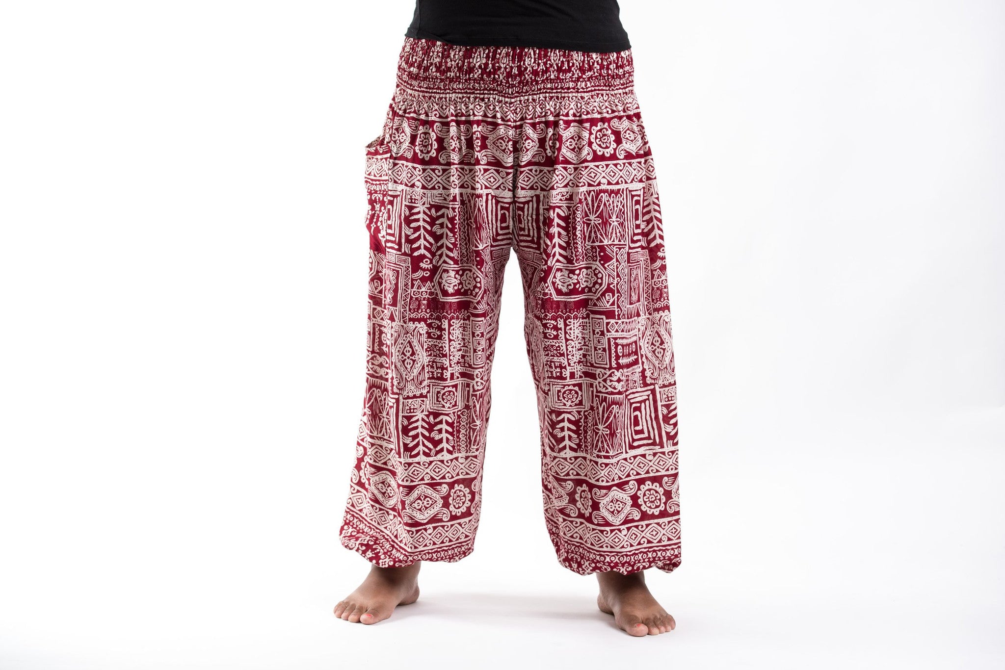 Plus Size Tribal Prints Women's Harem Pants in Red