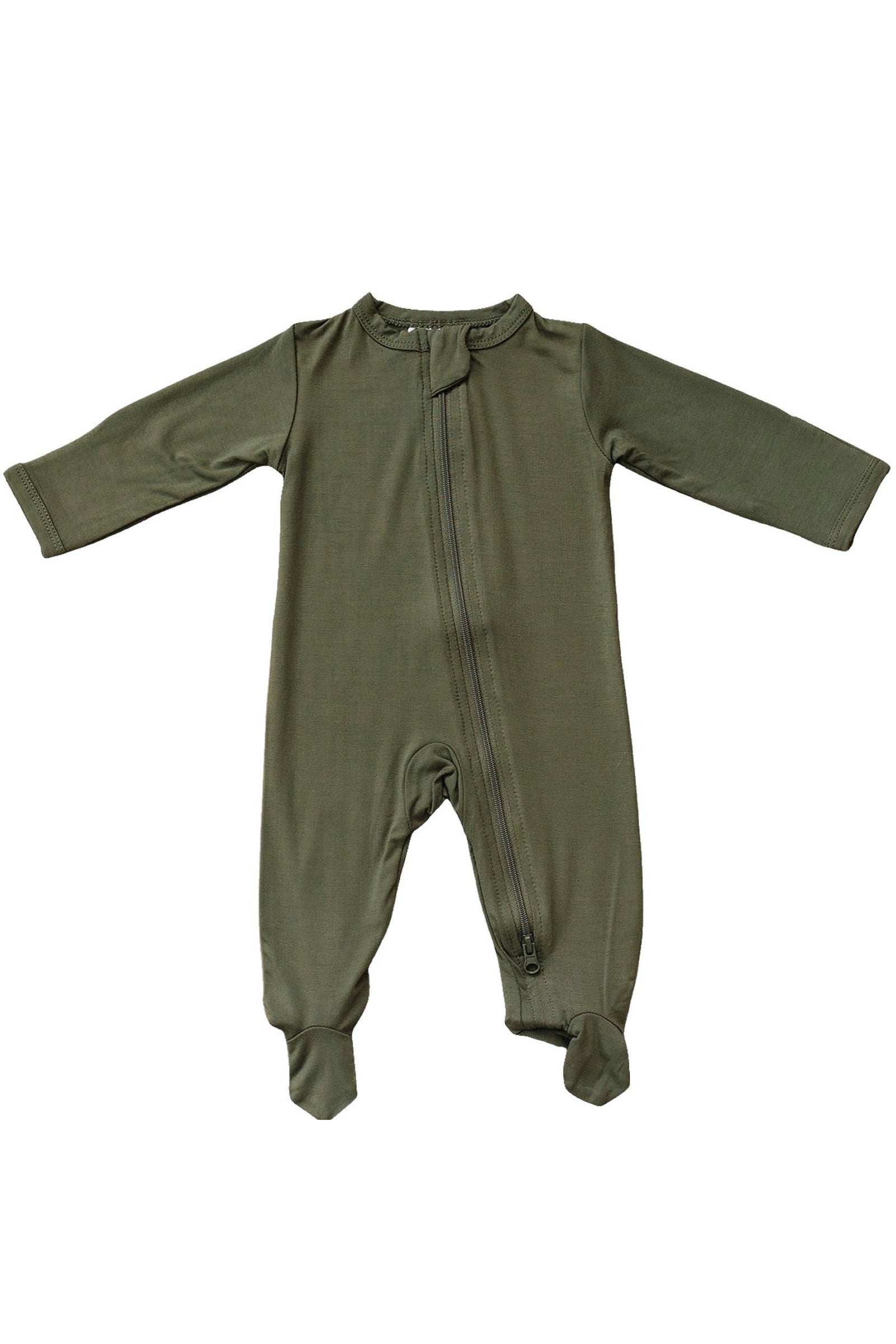 Olive Footed Zipper Pajama | Bamboo | Baby Essentials | Gender Neutral