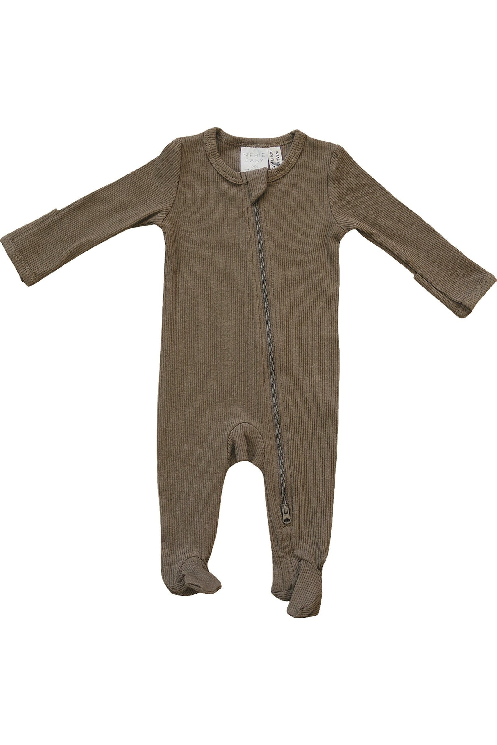 Cocoa Ribbed Zipper Footed Pajama | Baby Essentials | Organic Cotton