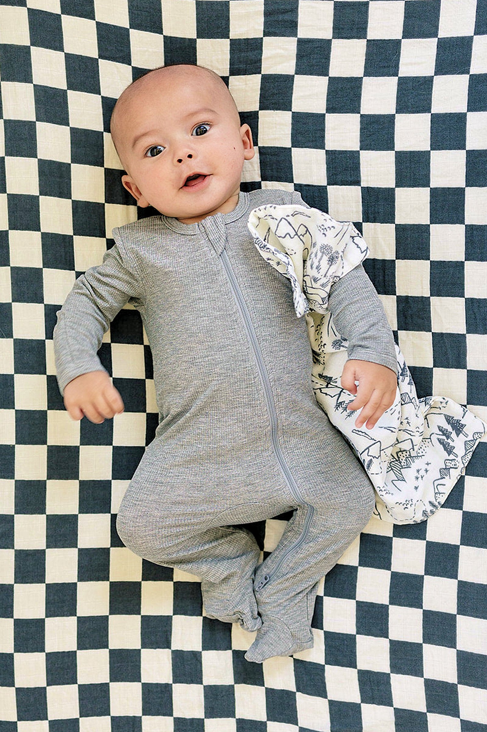 Heather Grey Ribbed Zipper Pajama | Bamboo | Baby Essentials