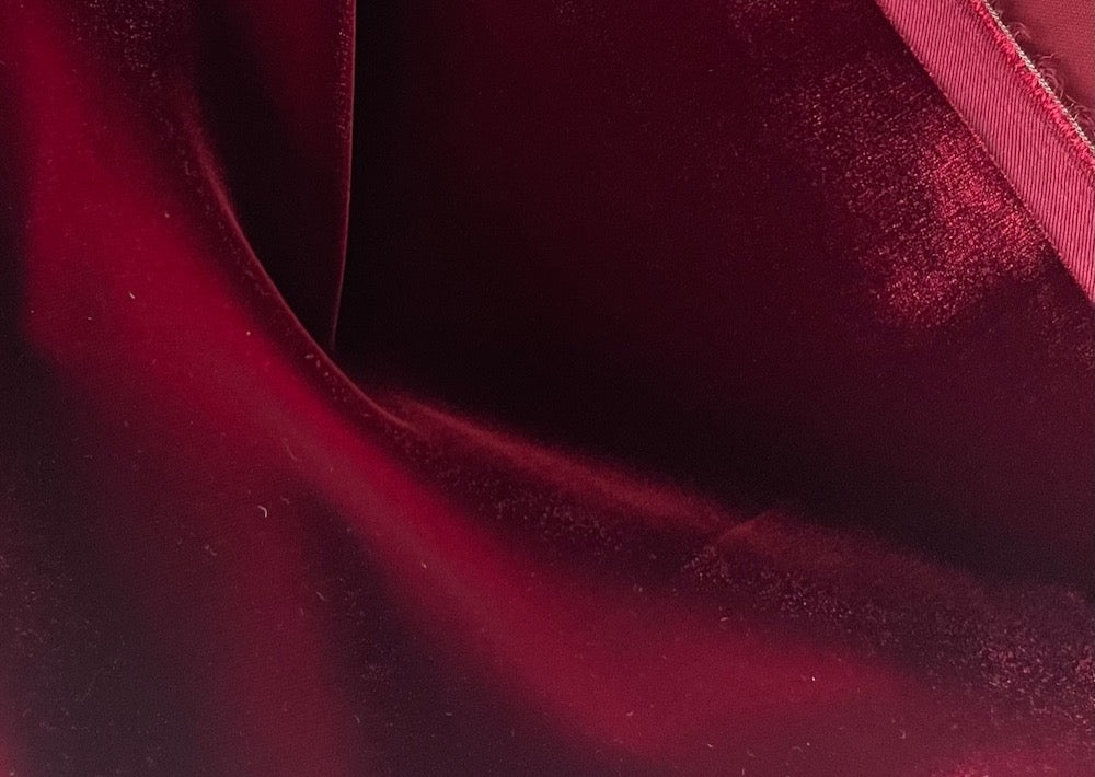 Melon in Ruby | Solid Rich Red | Low Pile Velvet Fabric | Heavy Upholstery  | 54 Wide | By the Yard