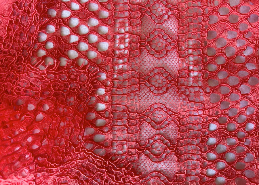 Lace fabric, Captivating Carmine American Beauty Roses Polyester
