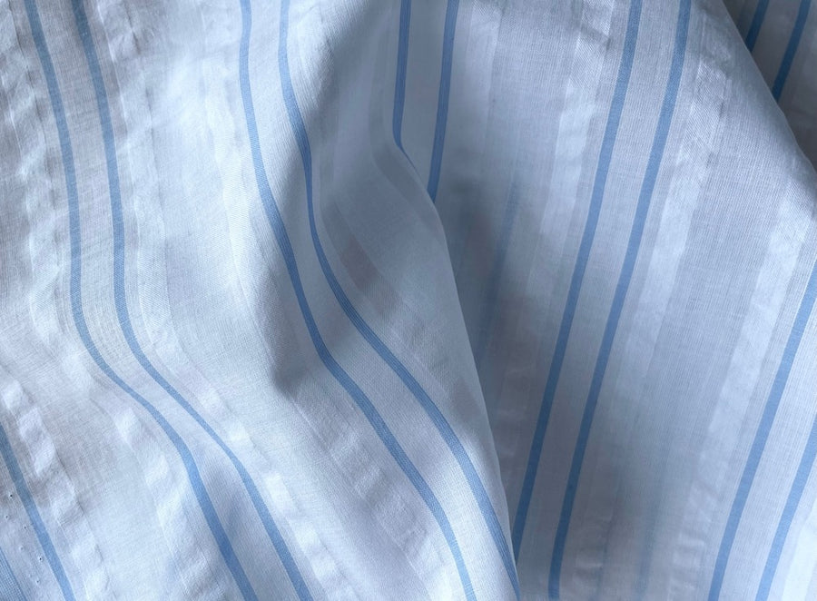 Blue Striped Seersucker Fabric