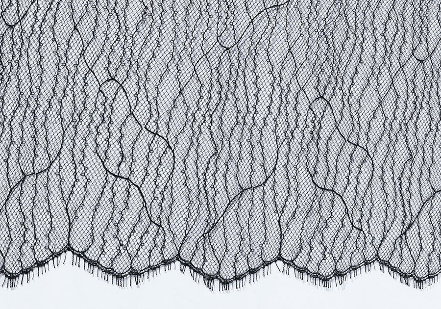 Black Lace Fabric | Double Sided Scalloped Lace in Black | Heavy Scallop  Lace | 6 oz | 58/60 Wide 