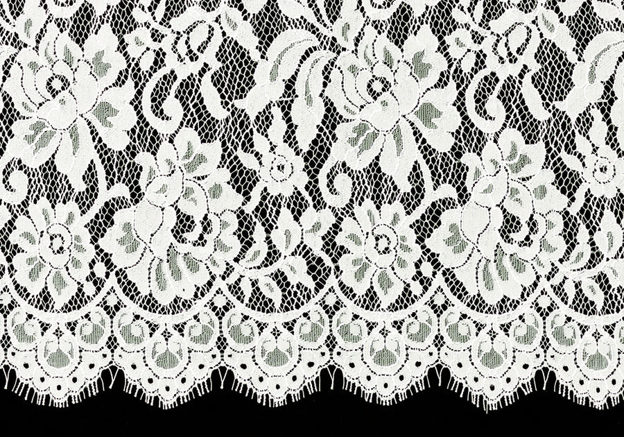 Lace, Slate Grey-Green Floral Chantilly Lace Fabric (Made in USA