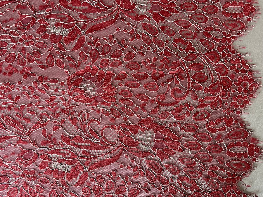 Lace fabric, Captivating Carmine American Beauty Roses Polyester Lace  Fabric – Britex Fabrics