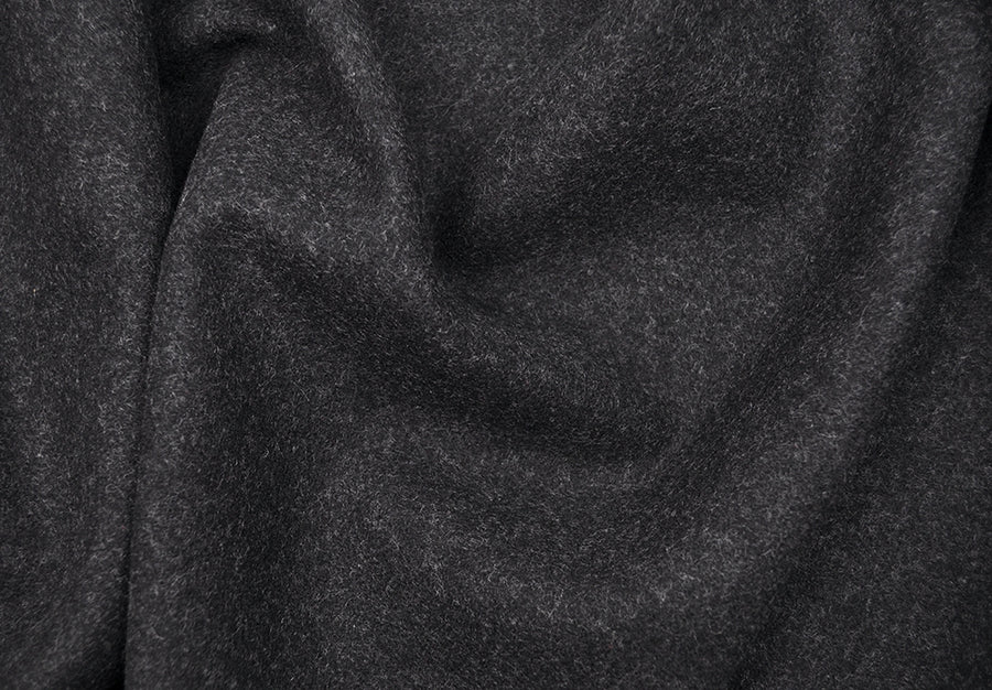Heathered Black Pure Wool Melton Coating - Beautiful Textiles
