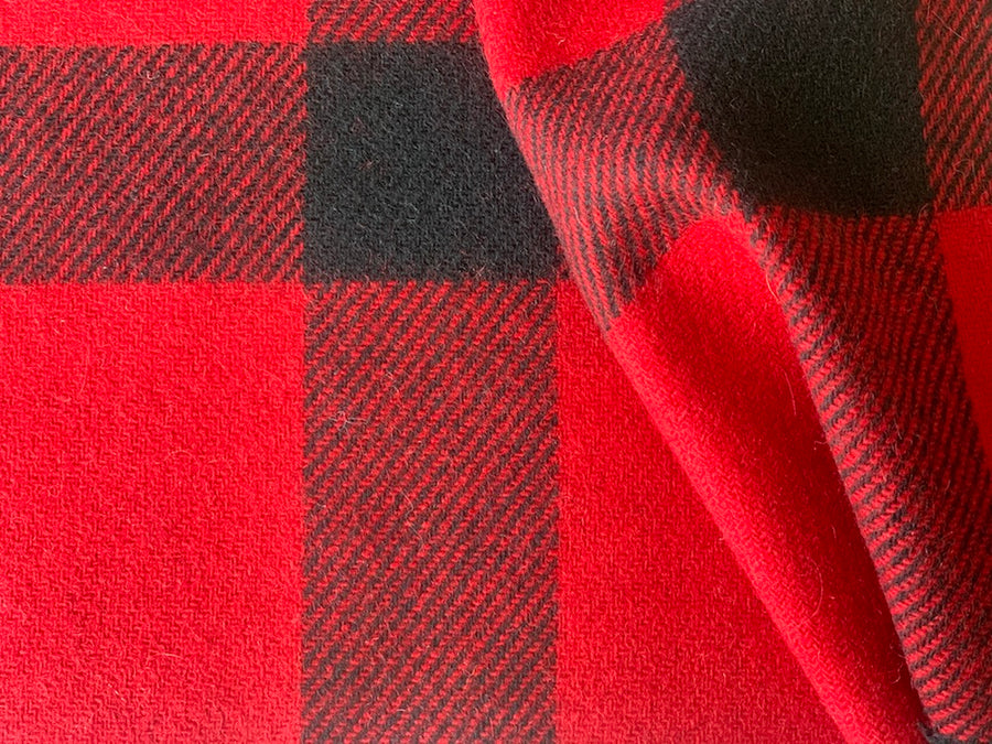 Buffalo Plaid Flannel Fabric in Red and Black | Apparel / Blankets | 54  Wide | By the Yard