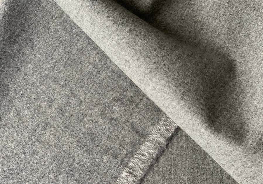 Wool Fabric, Heathered Ash Grey Wool Blend Flannel (Made in USA