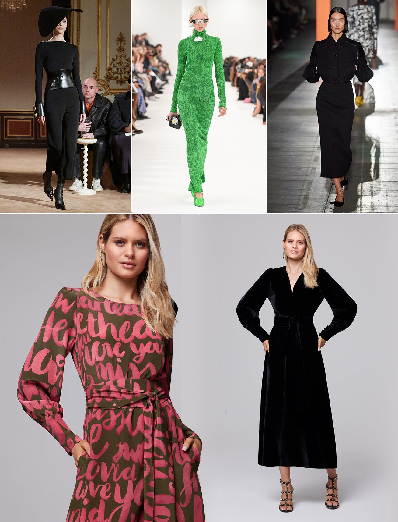 ridleylondon-customised-black-velvet-maxi-dress-autumn-2023-synched-waist-hour-glass-trend