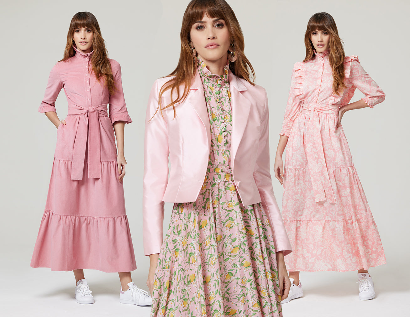 ridleylondon_spring_fashion_trends_2023_pastel_pink_needle_cord_and_floral_cotton_maxi_dresses