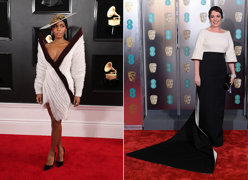 Janelle Monae at the Grammys and Olivia Coleman at The Baftas