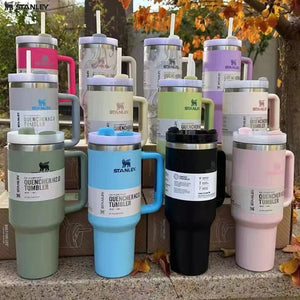 Stanley 40oz/1.18L Quencher H2.0 Tumbler With Handle Lids Stainless Steel Coffee Termos Cup Car Mugs Vacuum Cup Outdoor Sports - Camellias Beauty LLC
